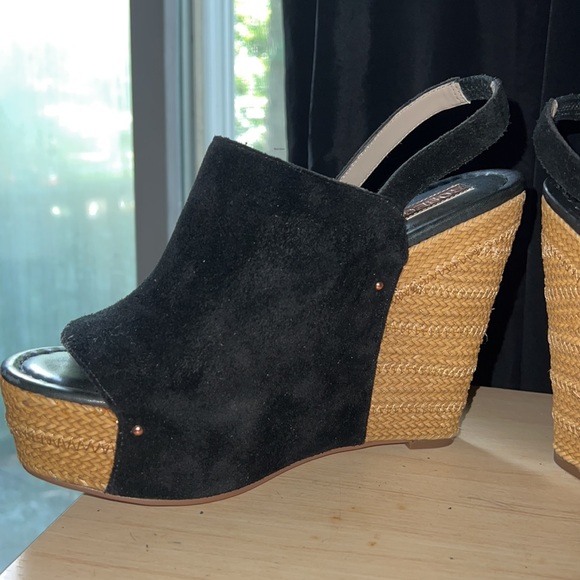 Black Suede Platform Wedge - Picture 4 of 9